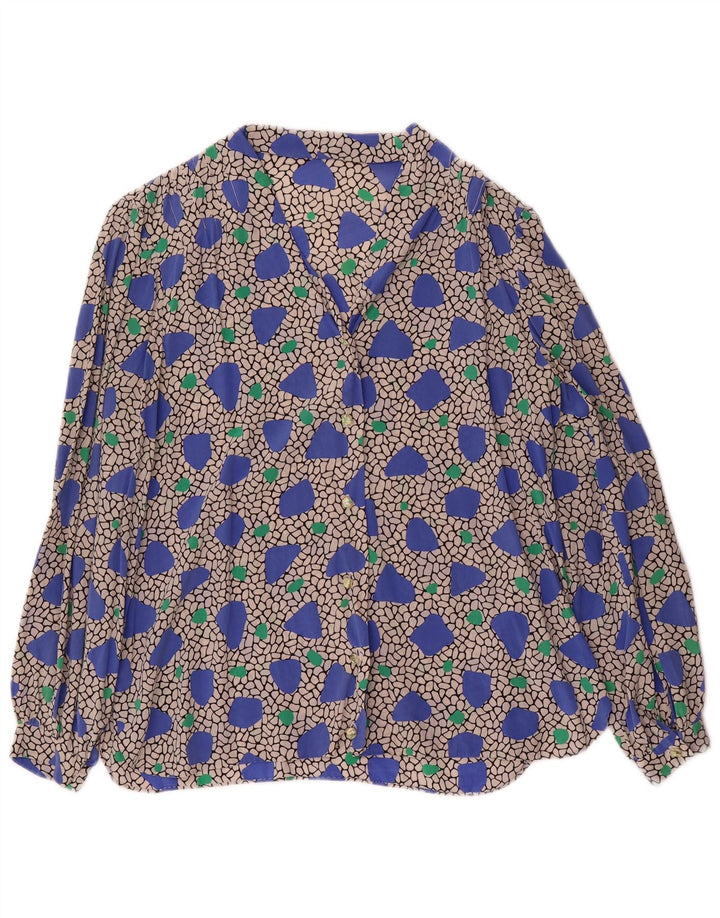 vintage Femme Chemise à manches longues Blouse UK 14 Moyen Multicolore