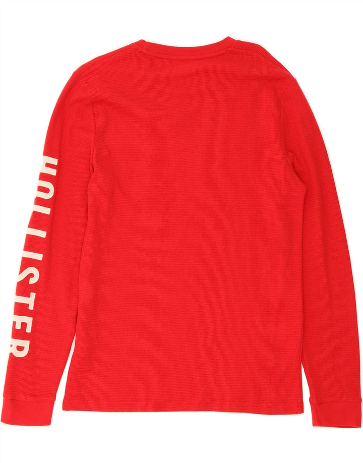 HOLLISTER Mens Graphic Top Long Sleeve Small Red Cotton Vintage Hollister and Second-Hand Hollister from Messina Hembry 