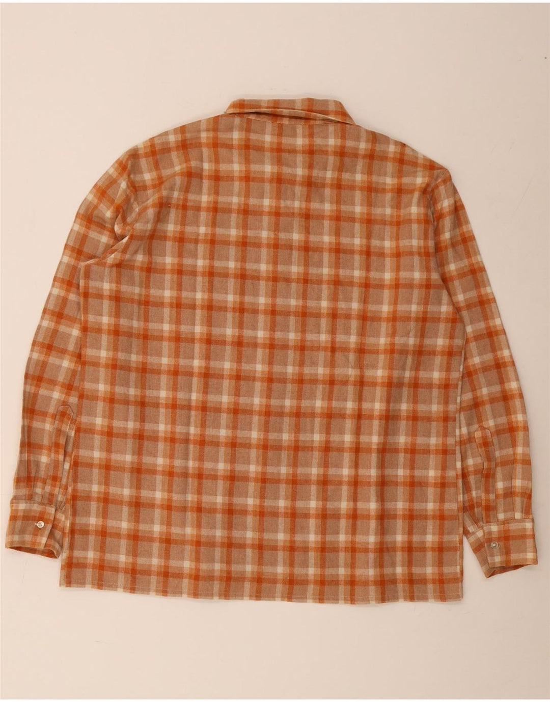 vintage Chemise en flanelle pour hommes Grand polyester à carreaux orange