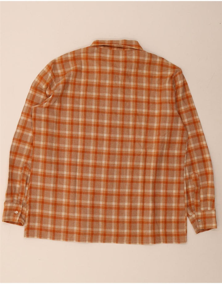 vintage Chemise en flanelle pour hommes Grand polyester à carreaux orange