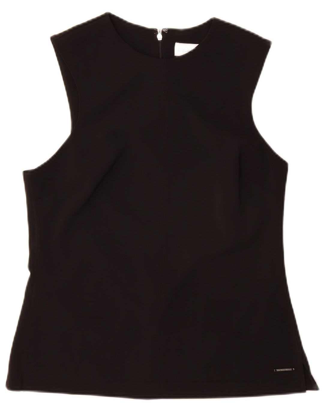 Calvin Klein Womens Blouse sans manches Top IT 40 Small Noir Polyester