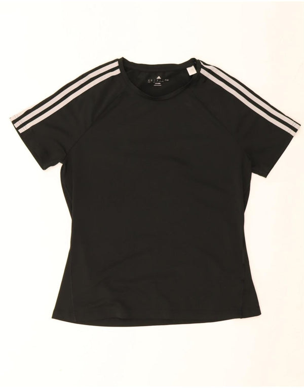Adidas Climalite T-Shirt Top UK 16/18 Large Noir Polyester