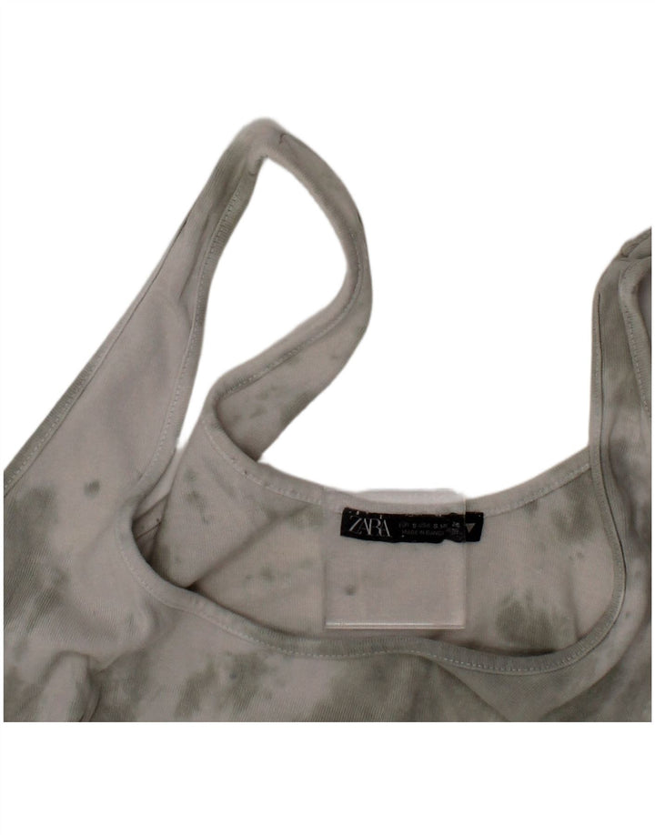 Zara Femme Bralette Crop Top Petit Gris Tie Dye Coton