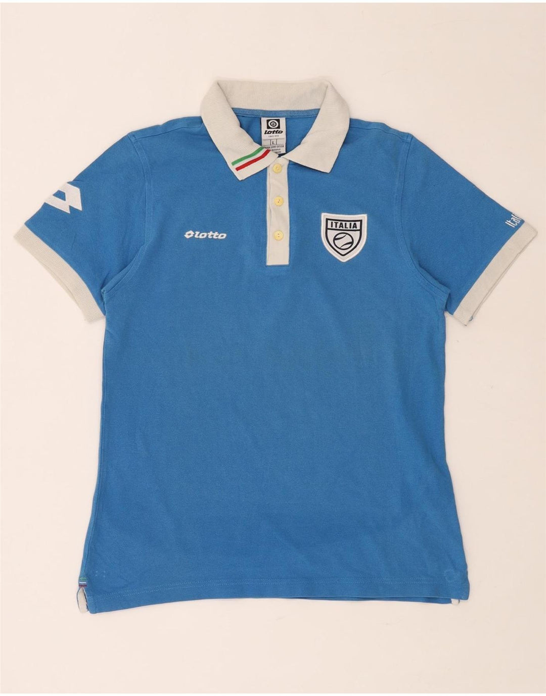 LOTTO Polo de rugby graphique Italia pour femme UK 14 Large Bleu Coton