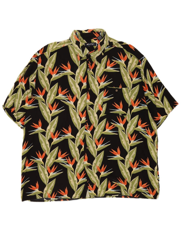Puritan Chemise à manches courtes pour homme XL Rayonne florale noire