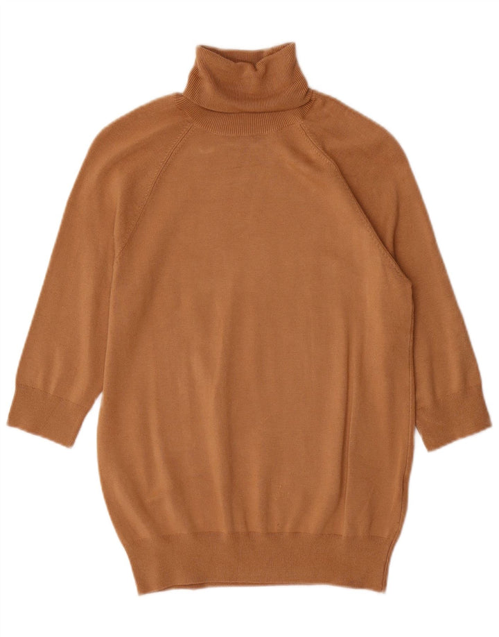 ZARA Pull long à col roulé pour femme UK 12 Viscose marron moyen