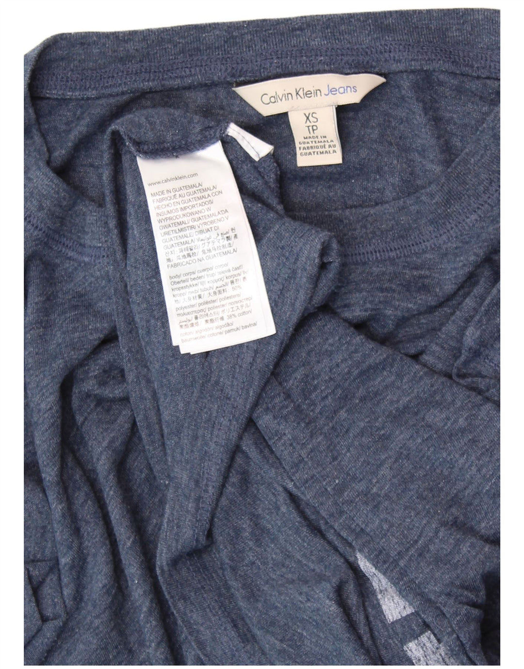 CALVIN KLEIN JEANS T-shirt graphique pour femme UK 6 XS Bleu marine moucheté