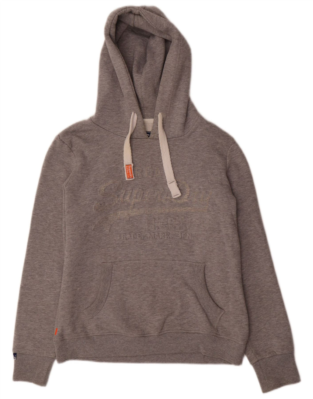 SUPERDRY Pull à capuche graphique pour femme UK 14 Gris moyen Coton