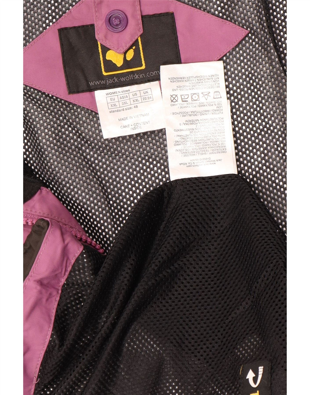 JACK WOLFSKIN Veste de pluie graphique pour femme UK 22/24 2XL Violet Colourblock