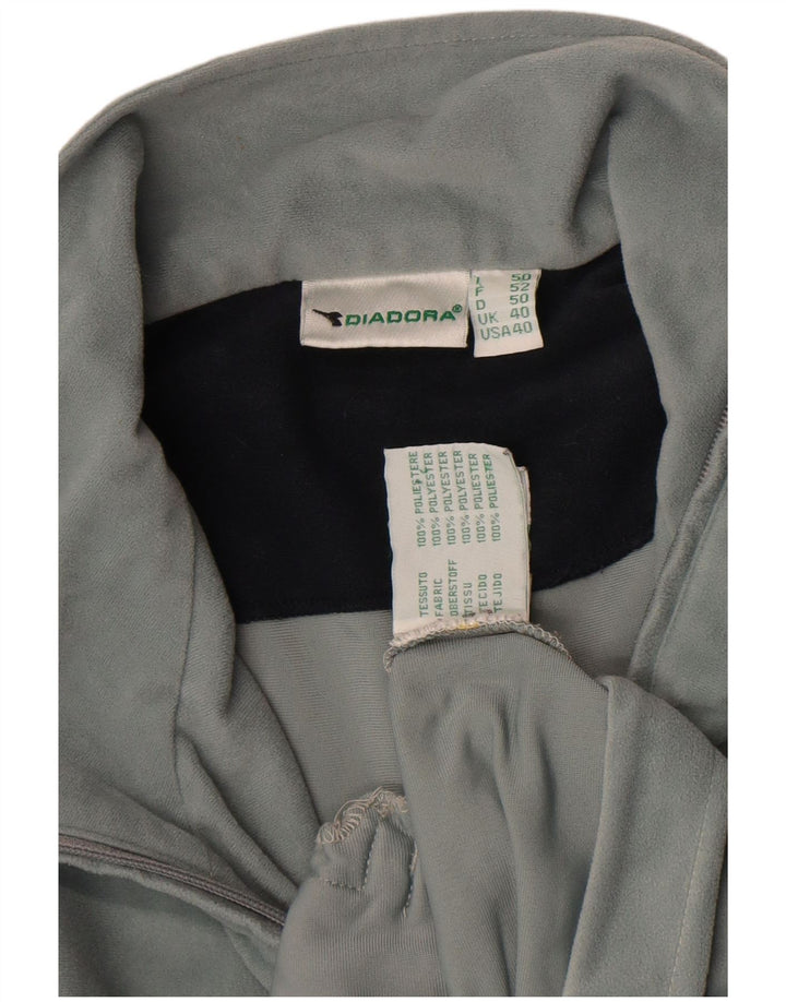 Diadora Veste de survêtement en velours pour homme UK 40 Large Gris Polyester