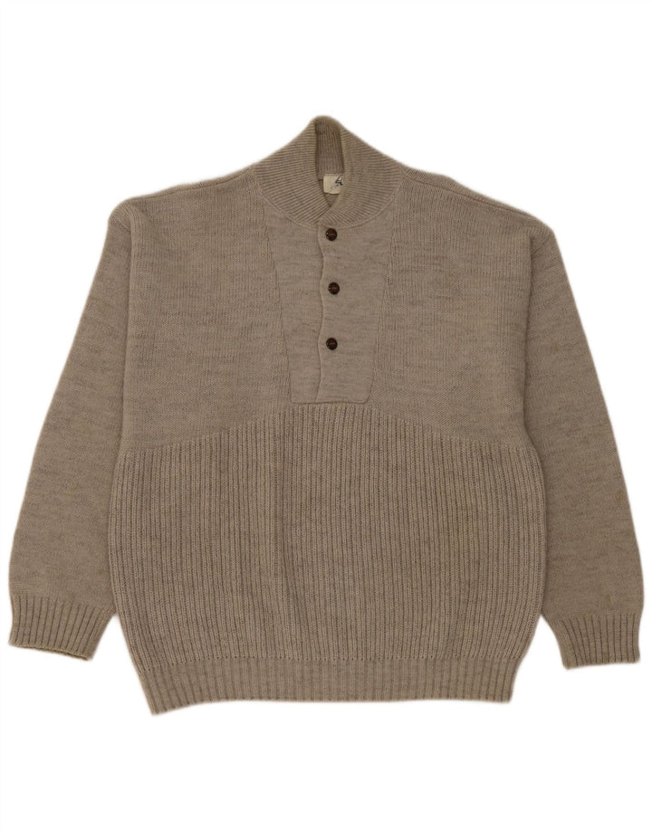 Elite Pull col boutonné pour homme en laine gris moyen