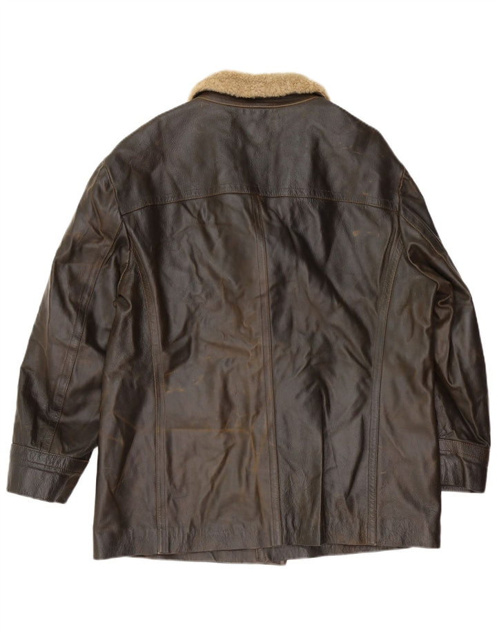 LAVORAZIONE ARTIGIANALE Veste en cuir pour homme UK 40 Grand cuir marron