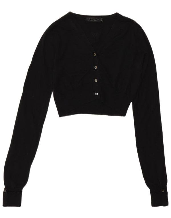Simona Barbieri Pull cardigan court Twin-Set pour femme UK 12 Noir moyen