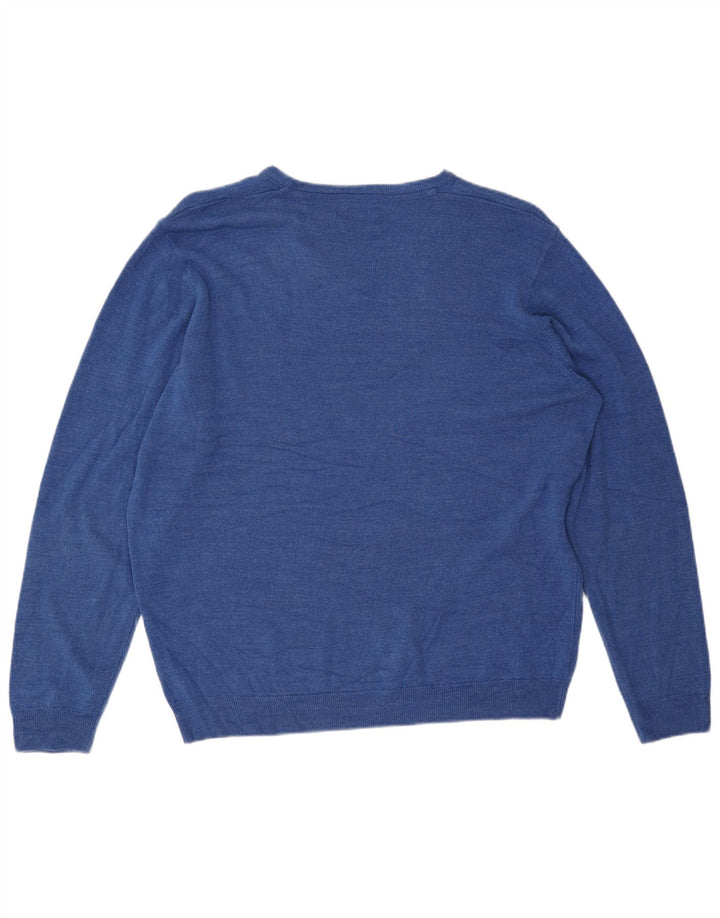 Marks & Spencer Pull col V pour homme 2XL Bleu Acrylique