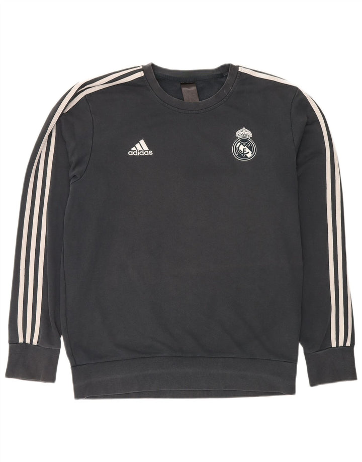 Adidas Mens Real Madrid Sweatshirt Jumper Grand Gris Coton