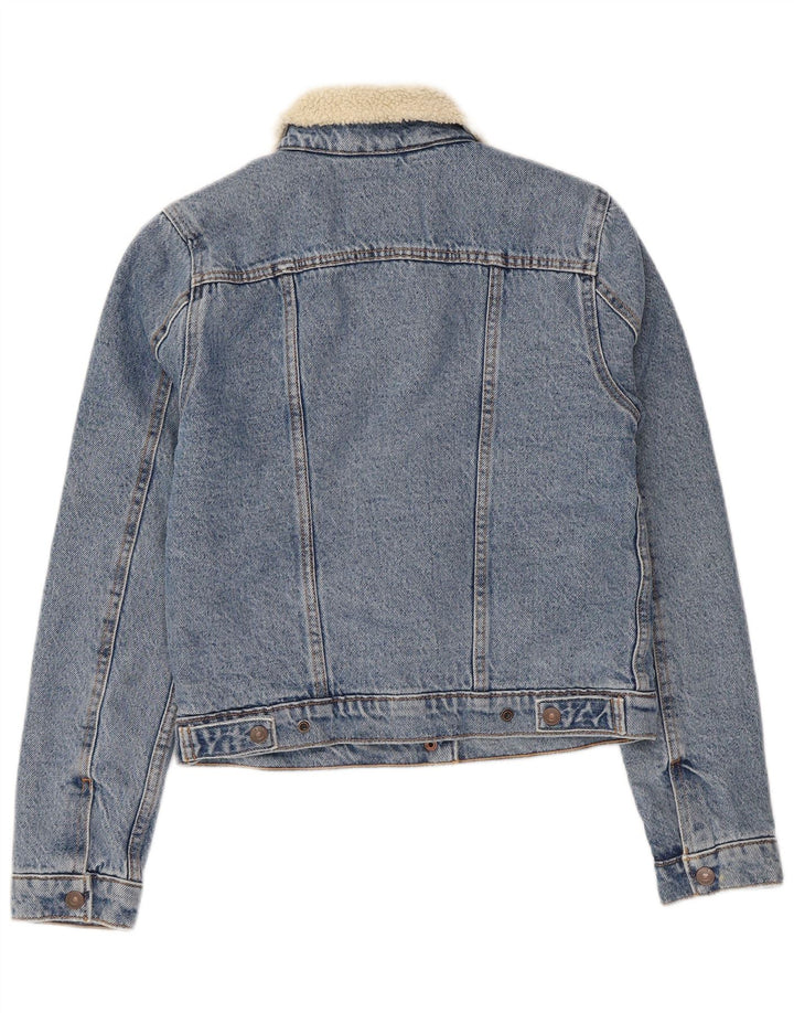 Levi's Veste Denim Sherpa Femme UK 6 XS Bleu Coton