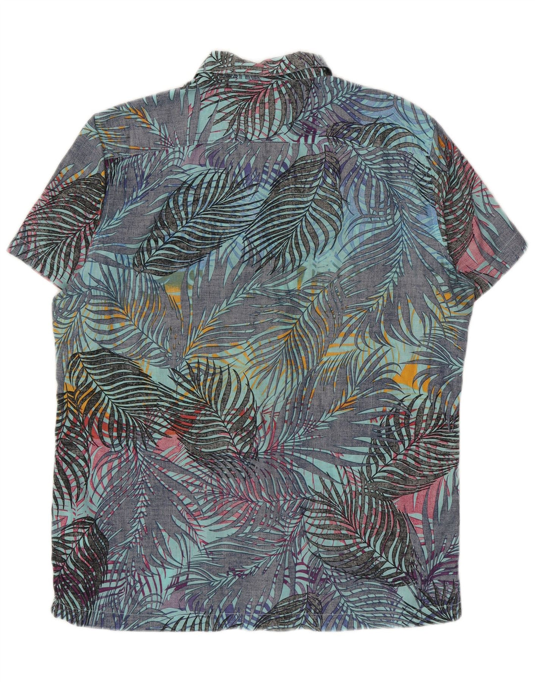 Pull & Bear Chemise à Manches Courtes Homme Grand Bleu Floral Coton Hawaïen