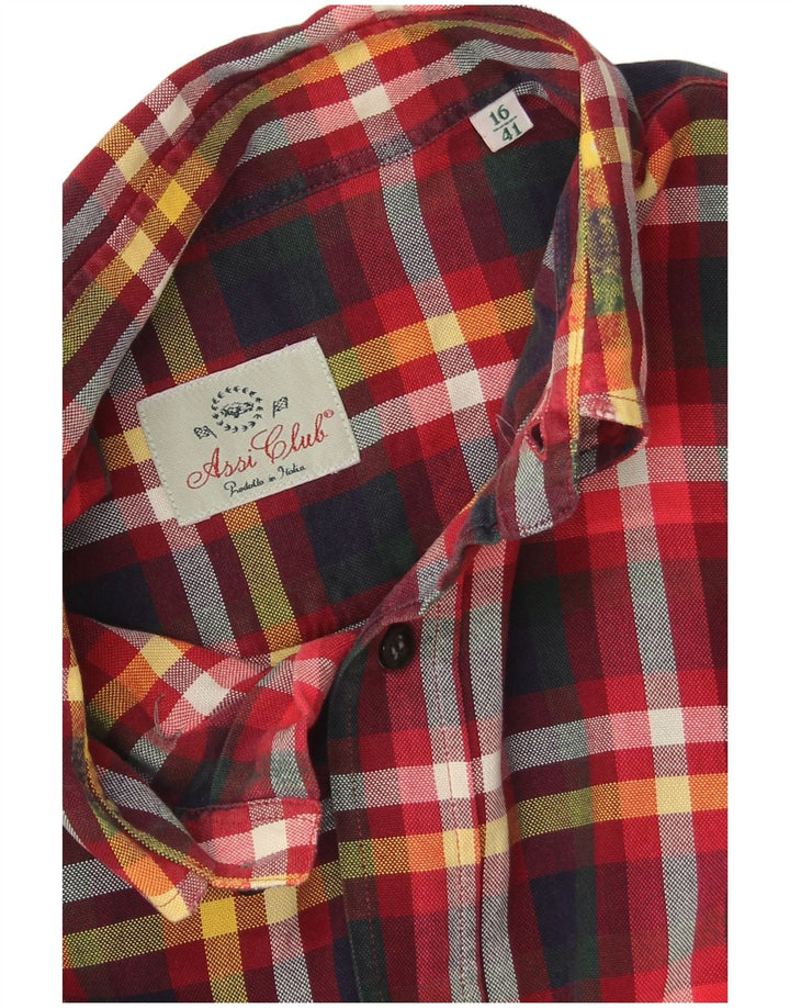 vintage Chemise en flanelle homme Taille 16 41 Grand chèque rouge