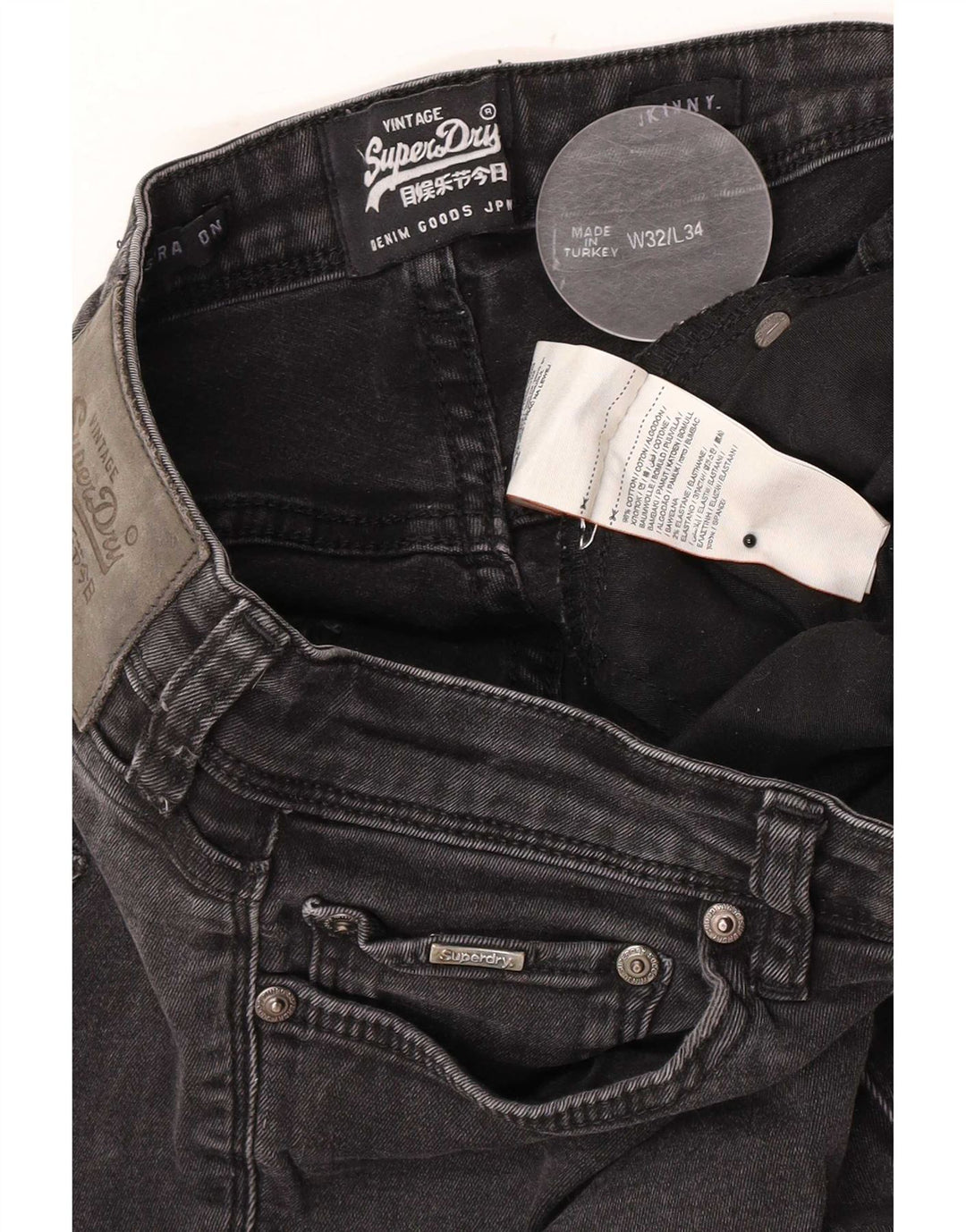 Superdry Jean Skinny W32 L34 Femme Gris Coton
