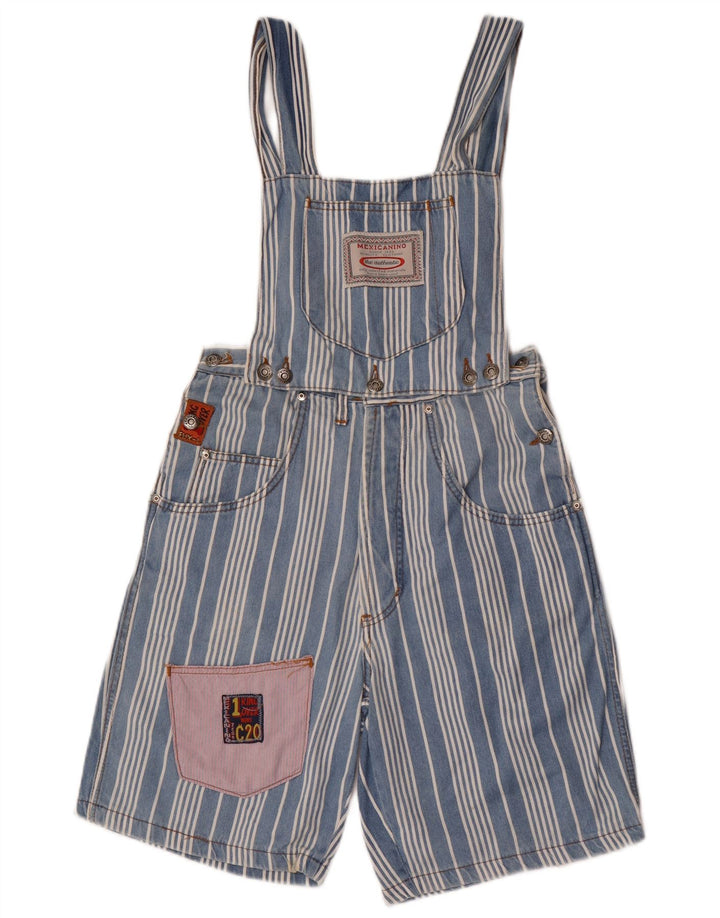 vintage Femme Dungarees Shorts W28 Bleu Moyen Rayé