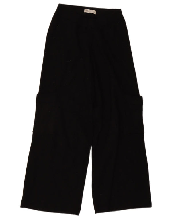 Zara Pantalon cargo en tricot à jambe large pour fille 13-14 ans W24 L24 Noir Viscose