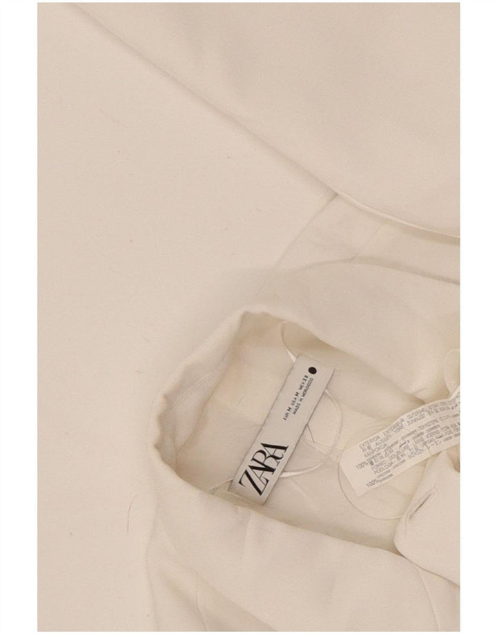 Zara Veste blazer à double boutonnage pour femme UK 14 Polyester blanc moyen