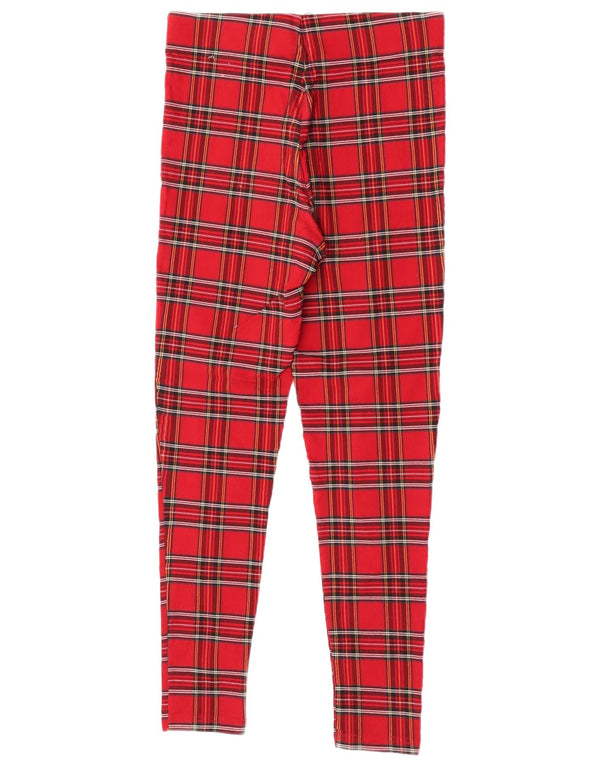 Zara Pantalon décontracté skinny pour femme Medium W28 L26 Rouge à carreaux