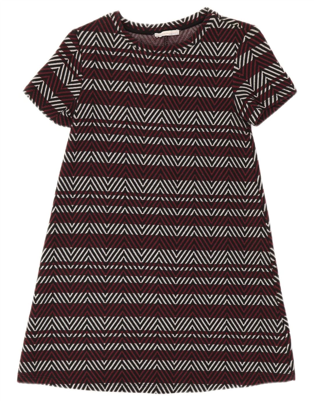 Zara Femme Trafaluc Basic Robe UK 8 Petit Bordeaux Chevron Polyester