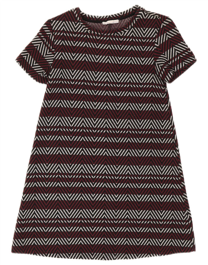 Zara Femme Trafaluc Basic Robe UK 8 Petit Bordeaux Chevron Polyester