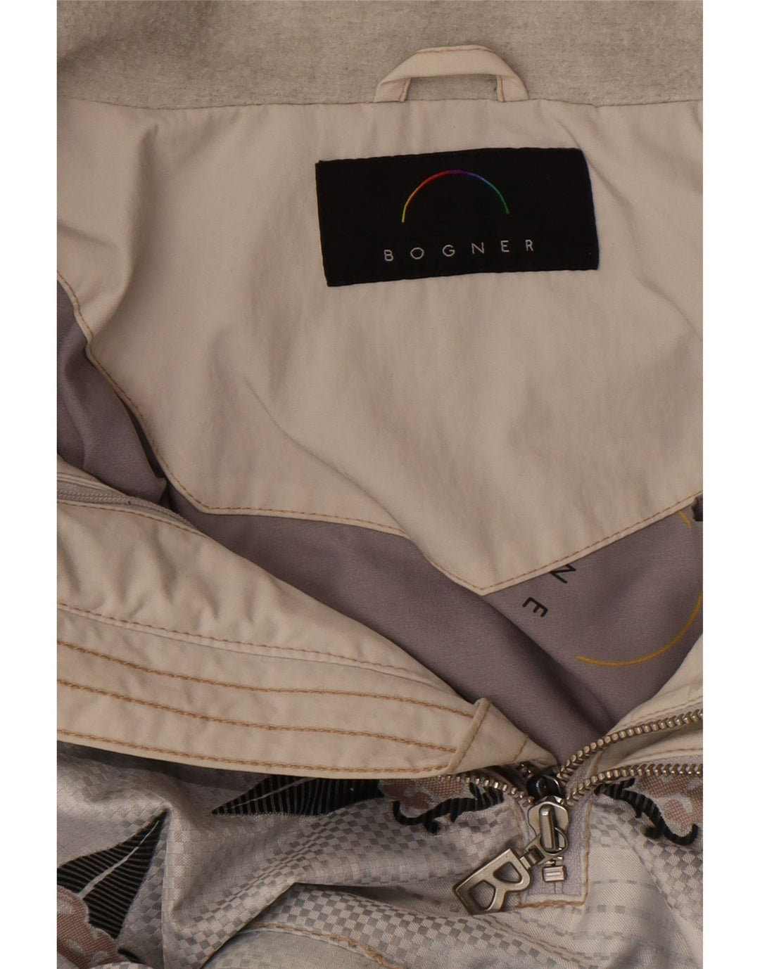 Bogner Veste Anorak à capuche graphique pour homme UK 42 XL Gris géométrique