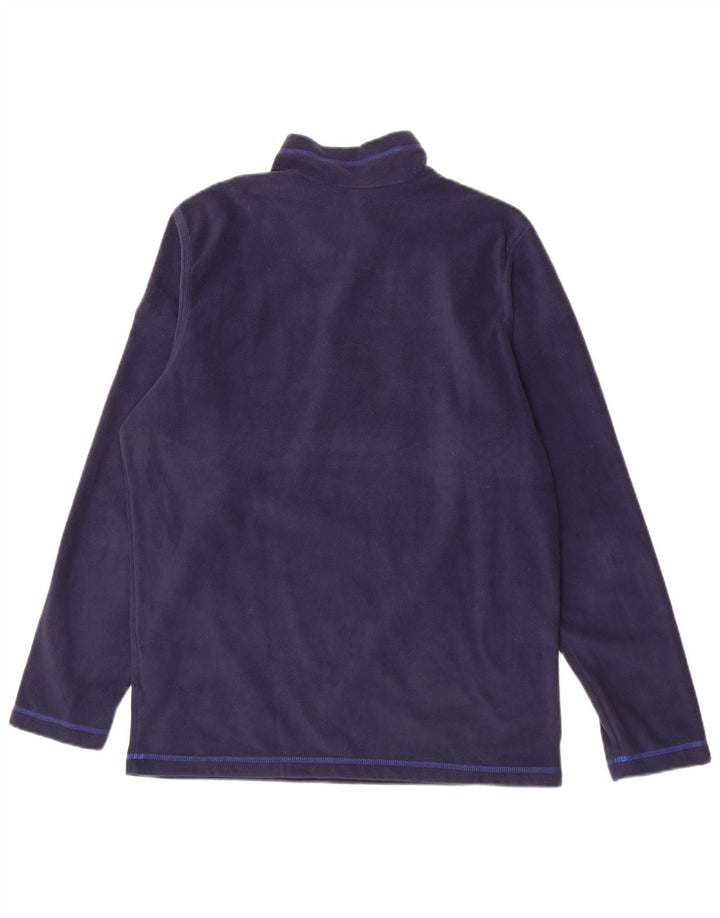 REEBOK Mens Zip Neck Fleece Jumper Large Navy Blue Polyester