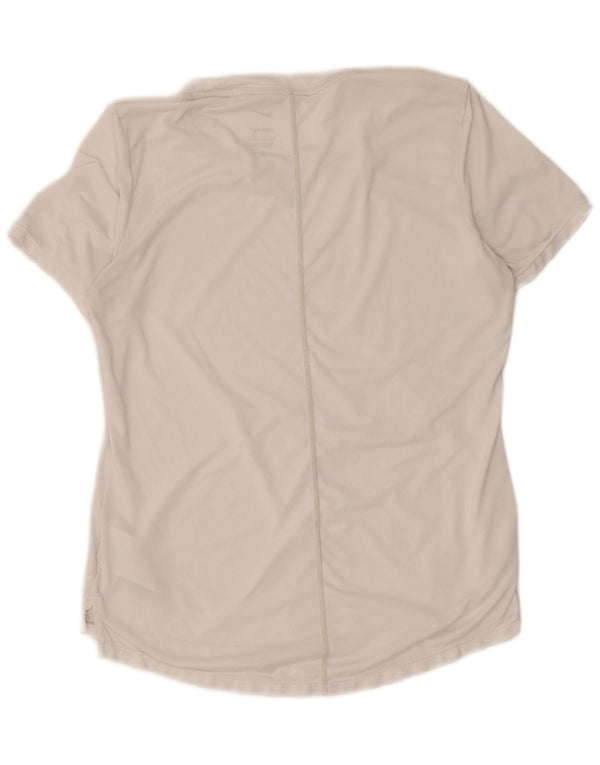 Nike Womens Dri Fit T-Shirt Top UK 10 Petit Blanc Polyester