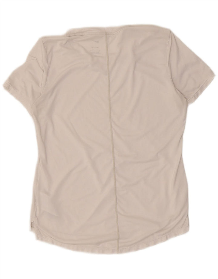 Nike Womens Dri Fit T-Shirt Top UK 10 Petit Blanc Polyester