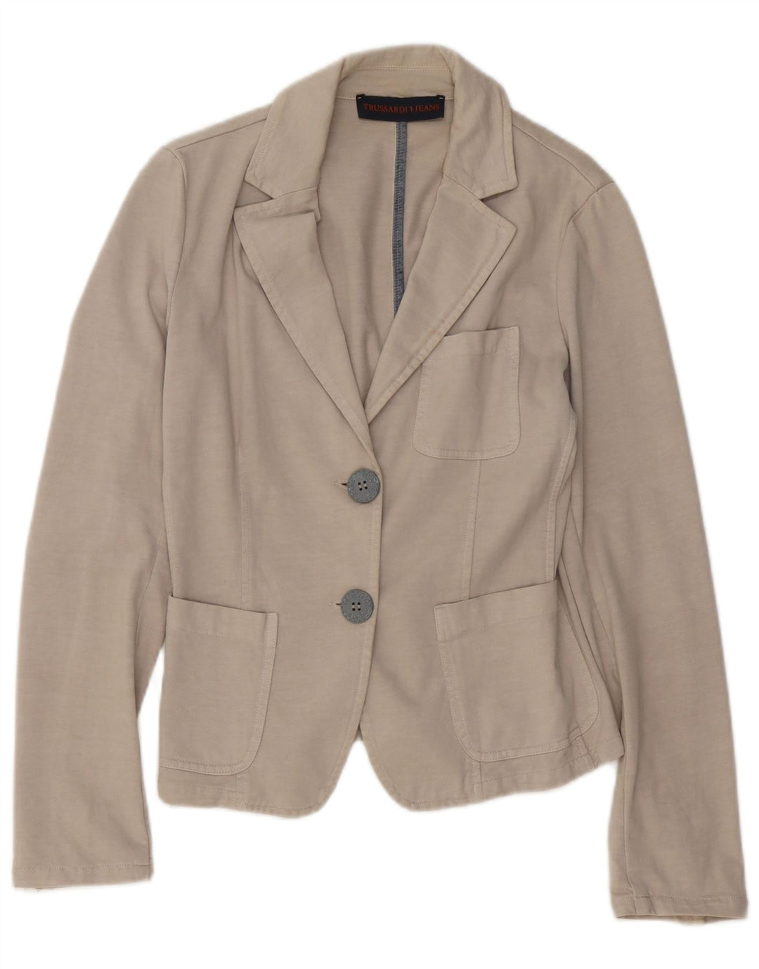 TRUSSARDI JEANS Veste Blazer 2 Boutons Femme UK 12 Beige Moyen