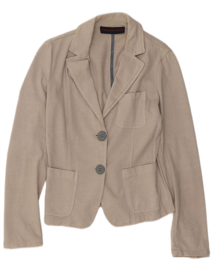 TRUSSARDI JEANS Veste Blazer 2 Boutons Femme UK 12 Beige Moyen