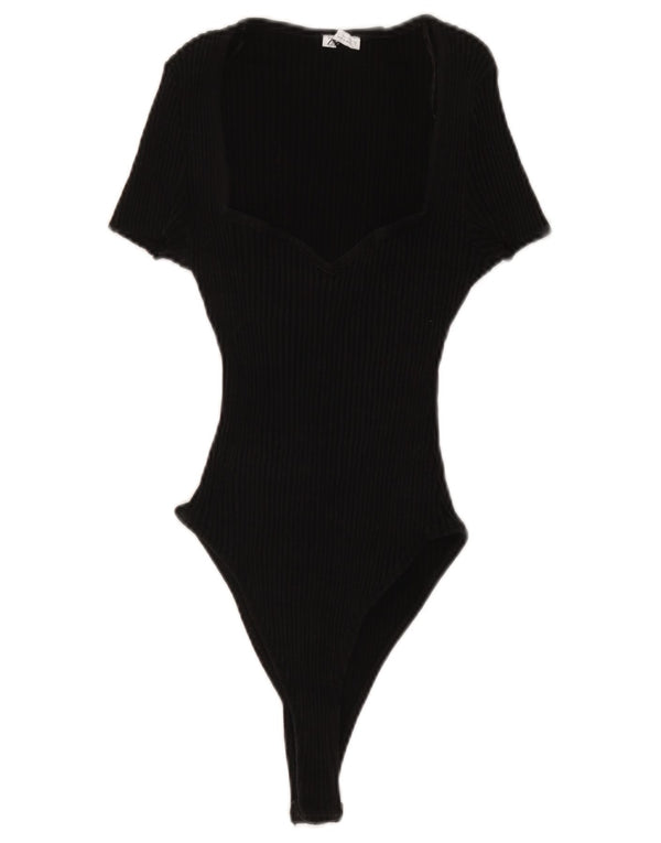 Zara Body à manches courtes pour femme UK 16 Grand coton noir