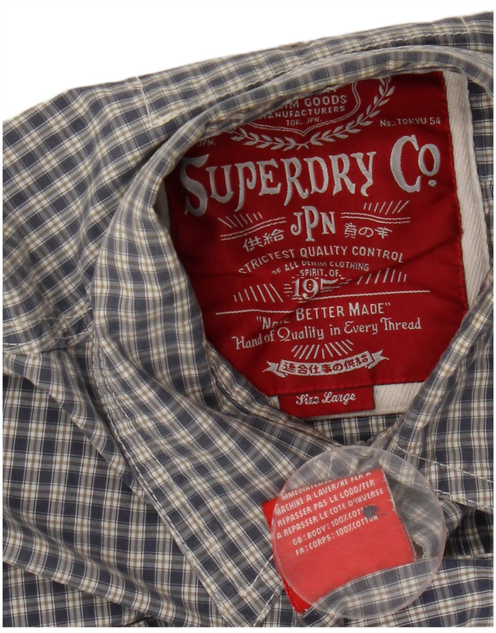 Superdry Chemise Homme Grand Carreau Bleu Coton