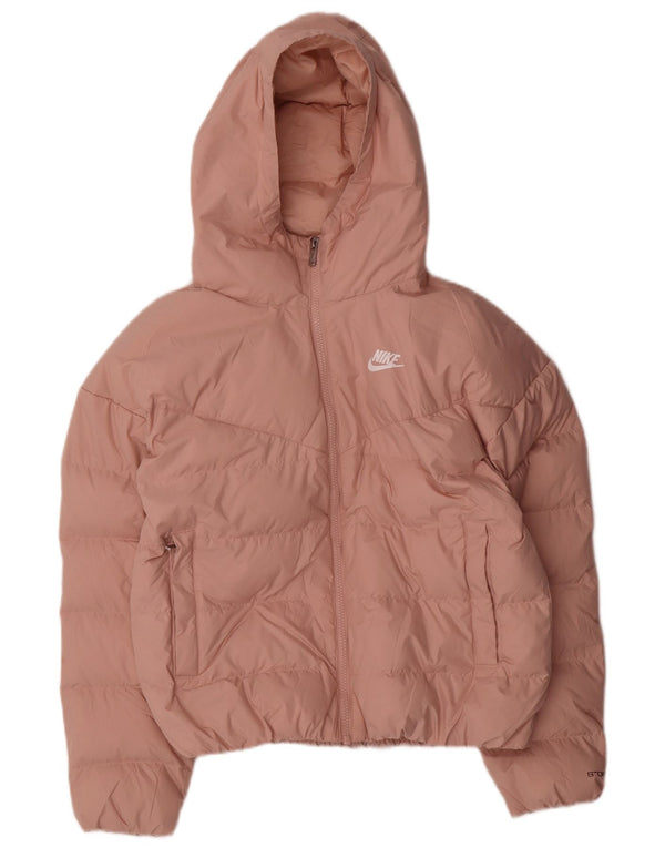 Veste matelassée surdimensionnée à capuche Nike Storm-Fit pour femme UK 6 XS Rose Polyester