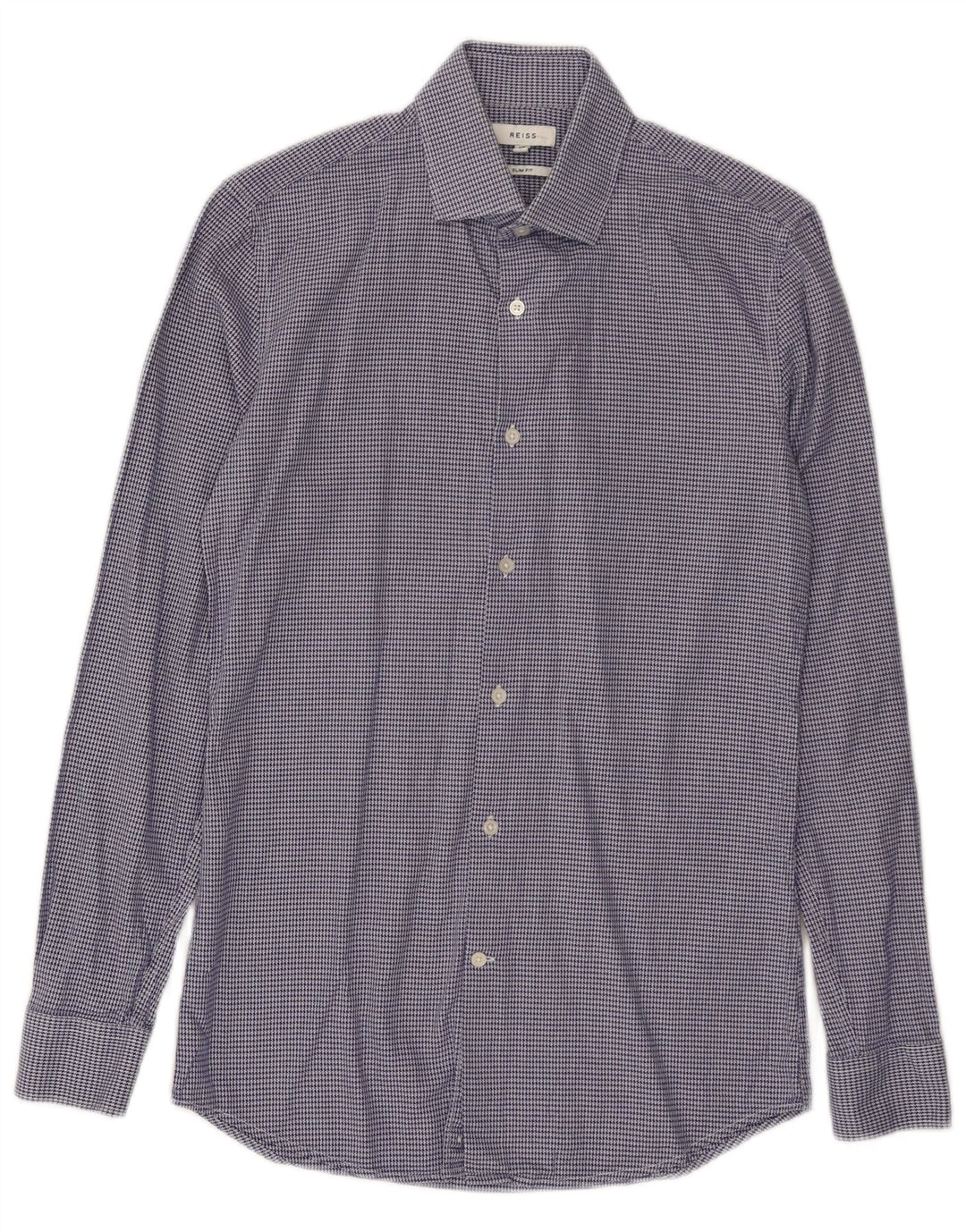 Reiss Chemise Slim Fit XS Bleu Pied-de-Poule Coton