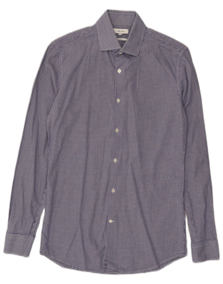 Reiss Chemise Slim Fit XS Bleu Pied-de-Poule Coton