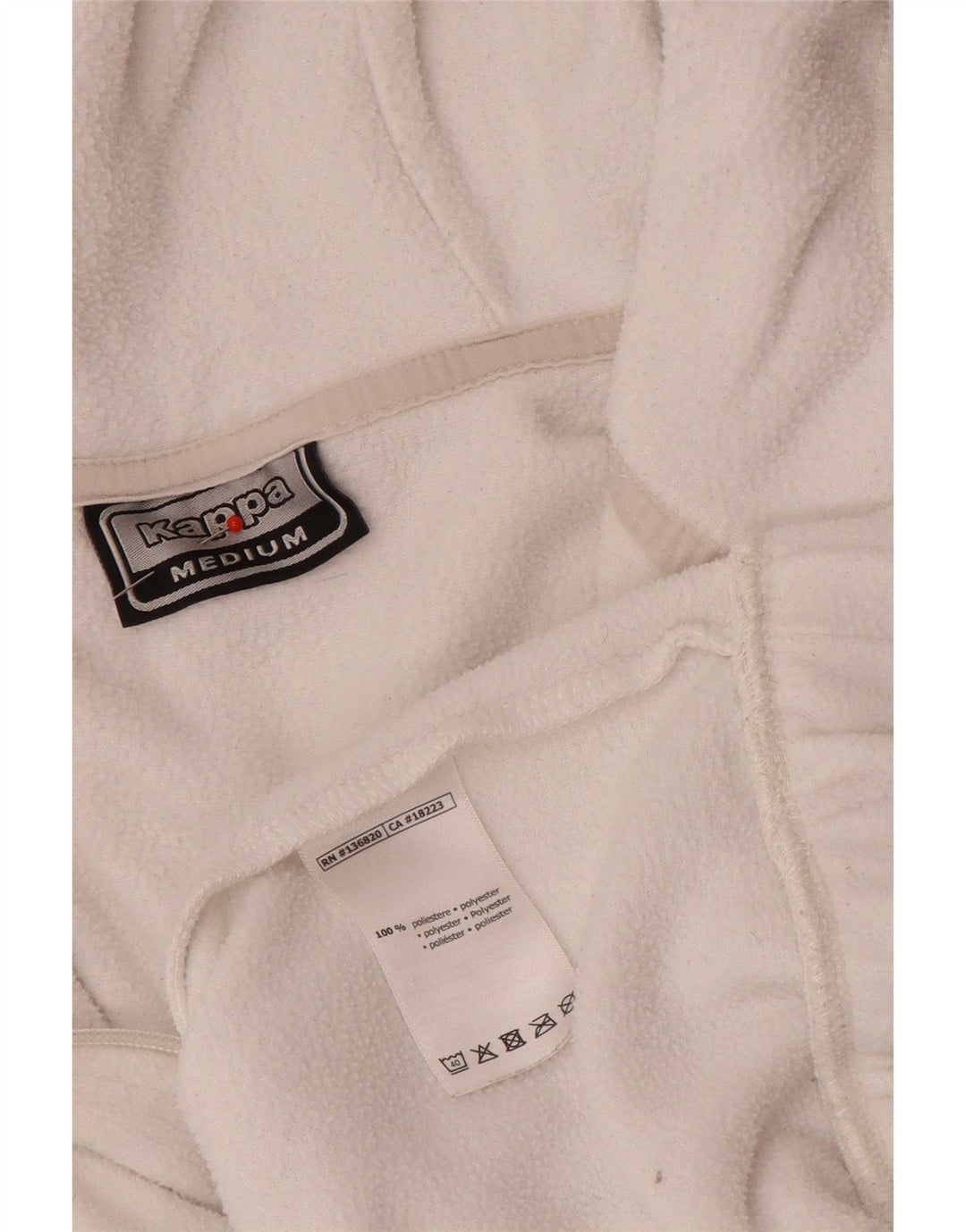 Kappa Pull Polaire à Capuche Graphique Homme Blanc Moyen Polyester Colorblock