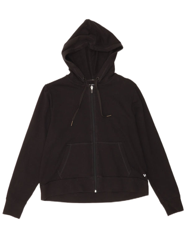 Marks & Spencer Pull à capuche zippé court pour femme UK 14 Grand coton noir