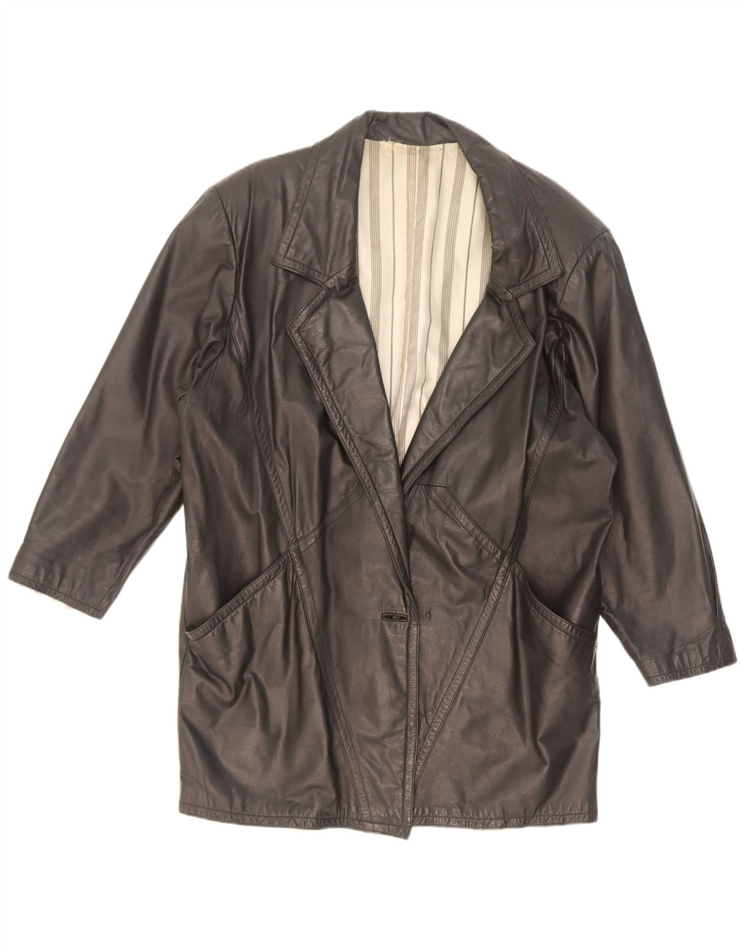 C&A Manteau en cuir pour femme UK 18 XL Noir