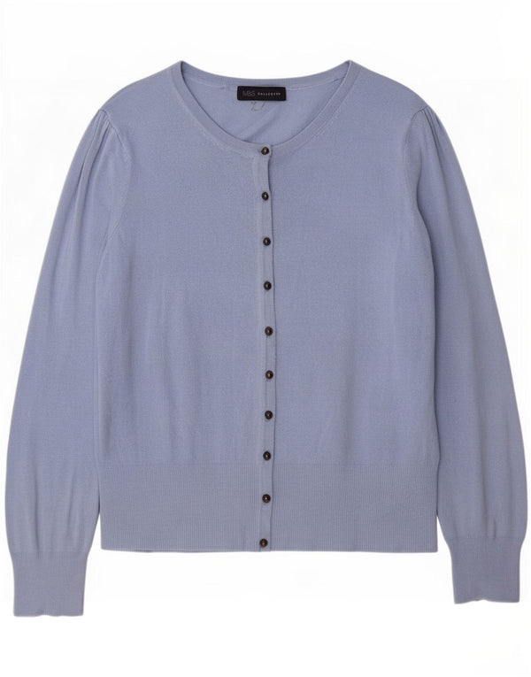 Marks & Spencer Pull Cardigan Femme UK 14 Large Bleu Viscose