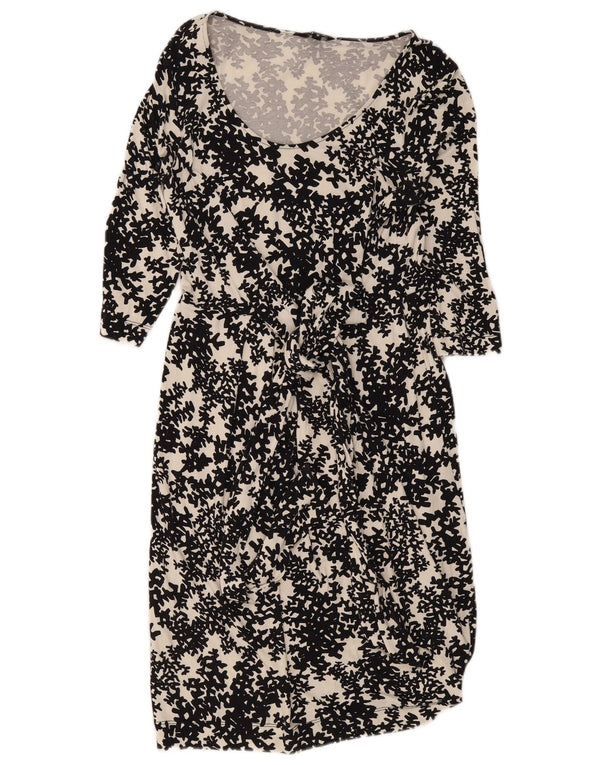 Hobbs Robe basique à manches 3/4 pour femme UK 40 Petite viscose florale noire