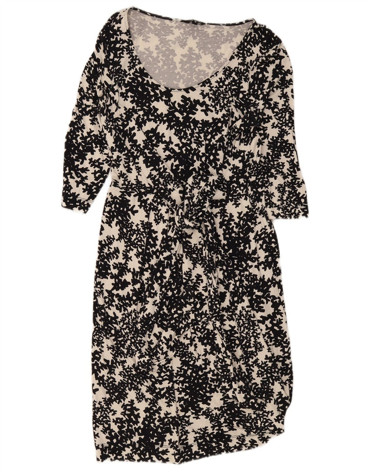 Hobbs Robe basique à manches 3/4 pour femme UK 40 Petite viscose florale noire