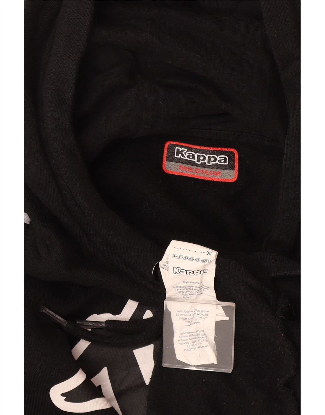 Kappa Pull à Capuche Graphique Homme Noir Moyen Coton