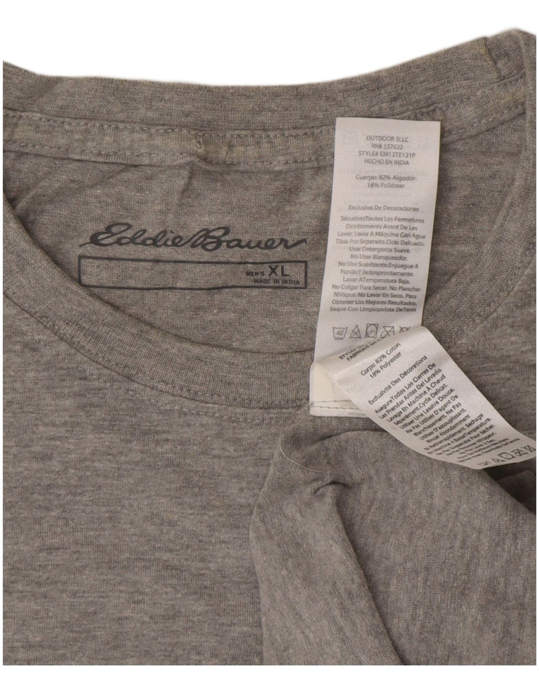 EDDIE BAUER T-Shirt Graphique Homme Top XL Gris Coton
