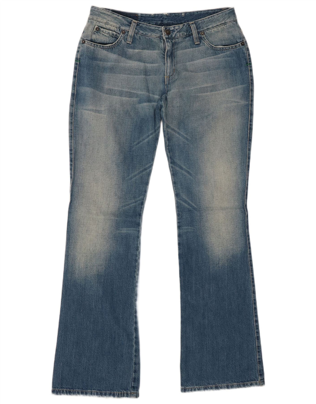 Benetton Jean Bootcut Femme IT 44 Medium W32 L32 Bleu Coton