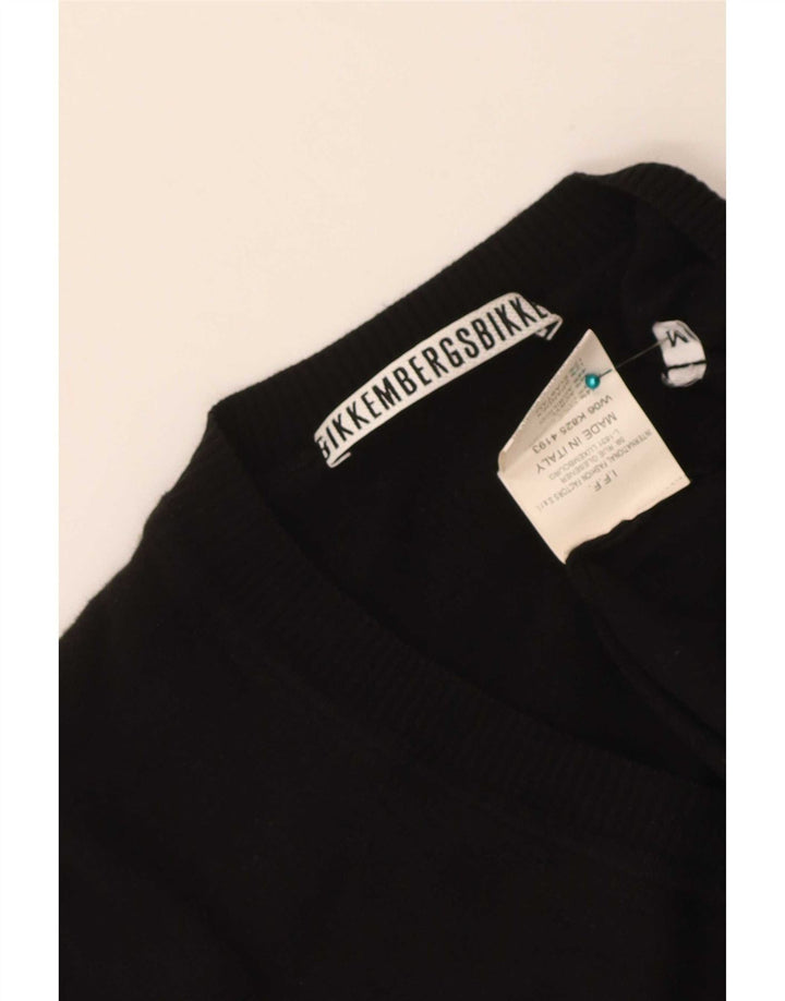 Bikkembergs Pull col en V pour femme UK 44 Laine vierge noire moyenne
